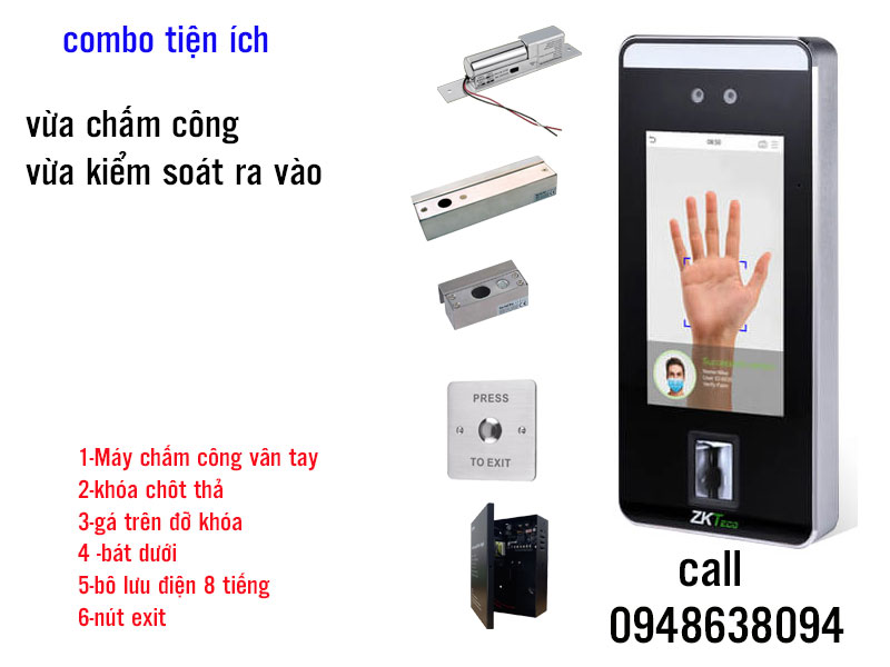 Trọn bộ thiết bị kiểm soát khuôn mặt SpeedFace V5L cho cửa kính